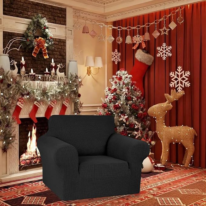 KEKUOU Stretch Chair Sofa Slipcover, Single Couch Cover,Black