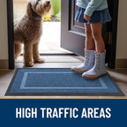OLANLY Front Door Mat Indoor Outdoor Entrance, Waterproof All-Season, All-Weather Doormat, Sturdy Natural Rubber, Fade Resistant, Low Profile, Easy Clean Patio Porch Entryway Mat, 71x47, Light Blue