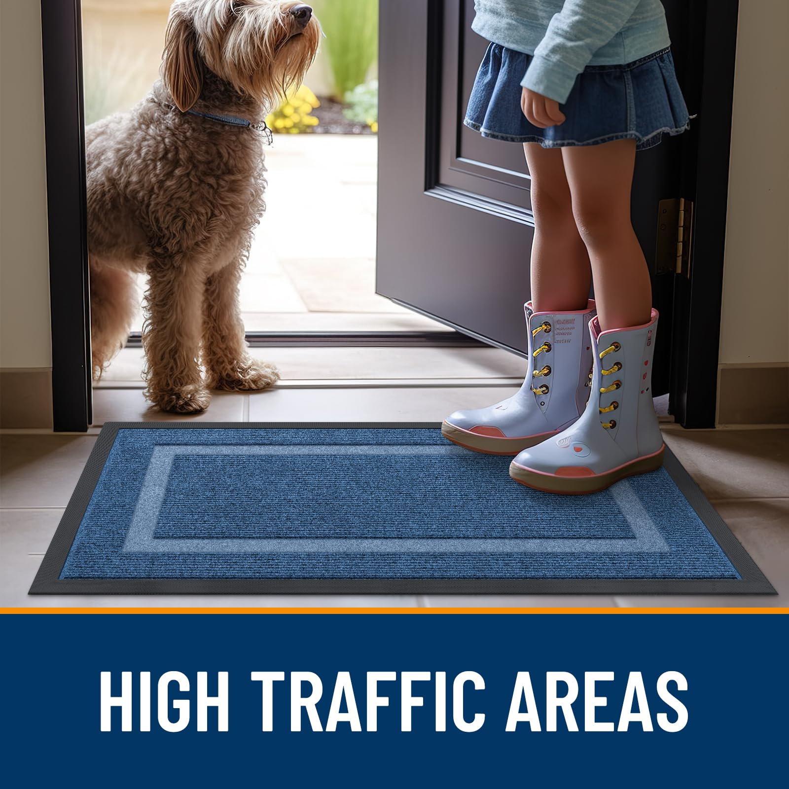 OLANLY Front Door Mat Outside 47x32, All-Season Heavy-Duty Rubber Doormat