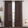 Nanspring Coffee Linen Blend Drapes 84 Inch Length 2 Panels Set Back Tab Rod Pocket Light Filtering Privacy Semi Sheer Textured Curtains Neutral Farmhouse Decor Curtains for Living Room Bedroom 52x84