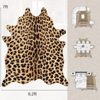 AROGAN Premium Leopard Print Rug 6.2x7 Feet, Machine Washable Faux Fur Cheetah Rug, Non-Slip Animal Print Hide Leopard Skin Area Rug for Bedroom Living Room Home Decor