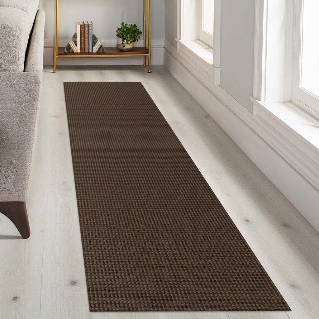 KOZYFLY Runners for Hallways 2x8 ft Washable Kitchen Runner Non Slip Rubber Backed Hall Runners Cotton Entryway Runner Rugs Floor Carpet for Indoor Backdoor Bedroom Kitchen, Reddish Brown/Coffee