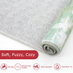 KOZYFLY Modern Abstract Runner Rugs 2x6 Light Green Yellow Machine Washable Area Rug for Bedroom Non-Slip Living Room Rug, Faux Wool Soft Low Pile Office Carpet for Bedroom, Kitchen Bathroom