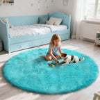 yulidayang Round Area Rug for Bedroom, Fluffy Fuzzy Shaggy Rug 3'X3