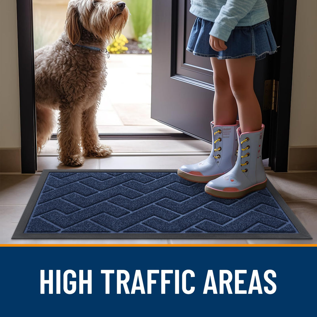 OLANLY Front Door Mat Outside 71x47, All-Season Absorbent Rubber Doormat
