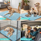 Smiry Dog Door Mat for Muddy Paws, Absorbent Dirt Trapper Non Slip Quick Dry Washable Chenille Mat for Mud Dogs, Entry Rug for Indoor and Outdoor (24x16 Inches, Sky Blue and White)