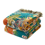 MSGKV Boho Throw Blanket 50"x60" Cotton Throw for Couch Sofa, Floral Quilt