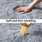 Soft Runner Rugs for Bedroom Hallways, 2 Packs 2x4 Grey Fluffy Shag Throw Area Rug Non Slip for Bedside Dorm, Long Shaggy Furry Carpet for Nursery Living Room