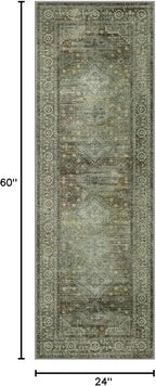 BEIMO Runner Rug for Hallway Kitchen, 2x5 Machine Washable Runners Rug for Entryway, Soft Modern Boho Throw Rugs, Low Pile Floor Cover with Non Slip Backing, Distressed Light Greyish Sage Green