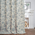 jinchan Linen Floral Curtains for Living Room with Printed Flower 63 Inches Long Light Filtering French Country Back Tab Rod Pocket Blue Window Curtain Set Farmhouse Drapes 2 Panels Blue