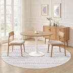 Nakagishi Round Rug Boho Area Rugs: 6x6 Washable Large Circle Neutral Soft Stain Resistant Non-Slip Carpet for Women Aged 25-45 Farmhouse Decor Enthusiasts - Living Room Bedroom Dining Room Nursery