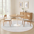 Nakagishi Round Rug Boho Area Rugs: 8x8 Washable Large Circle Neutral Soft Stain Resistant Non-Slip Carpet for Women Aged 25-45 Farmhouse Home Decor Enthusiasts - Living Room Bedroom Dining Room