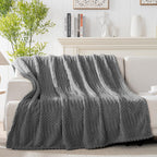 Grey Throw Blanket - Soft & Fluffy Fleece, Cute & Aesthetic, Perfect for Sofa, Couch, Chair, Bed, Living Room & Bedroom, All-Season Use, Plush & Cozy Decorative Blanket 50x60