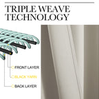 NICETOWN Blackout Curtains for Living Curtains, Room Darkening Window Curtain Panels, Easy-Care Solid Thermal Insulated Draperies/Drapes for Daughter Room (Natural, 2 Panels, 34 by 40)