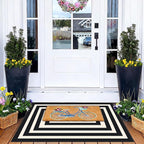 Front Door Mat Outside Entrance - 2x3 Modern Non-Slip Washable Doormat Indoor Outdoor Entrance Black White Geometric Striped Rug Small Throw Rugs for Entryway Bedroom Kitchen Front Porch Decor