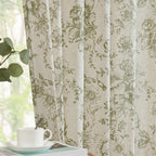 jinchan Vintage Floral Linen Curtains 45 Long for Living Room 2 Panels