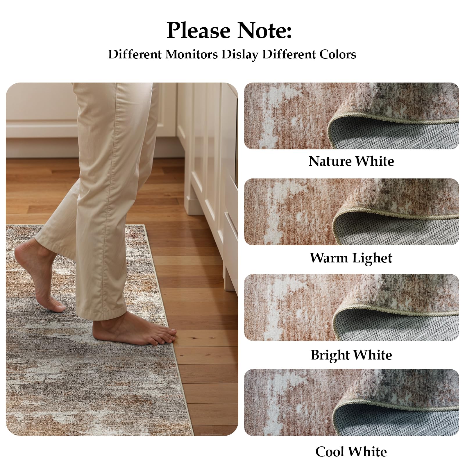 2'6x14 Runner Rug Washable Abstract: Non Slip Hallway Floor Mat Brown/Brick