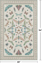 Hazo Haus Green and Blue Nursery Rug 5x8 - Washable Soft Area Rugs for Bedroom Under Bed, Living Room, Vintage Floral Butterfly Fun Indoor Floor Decor