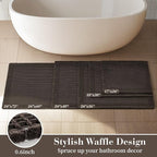 RESARE Waffle Bathroom Runner Rugs, Super Absorbent Bath Mat Non Slip Washable Quick Dry, Upgraded Ultra Soft Boho Bath Rugs with Tassels for Hallway Bedroom Laundry Room, 2'x4'(24"x48"), Chocolate