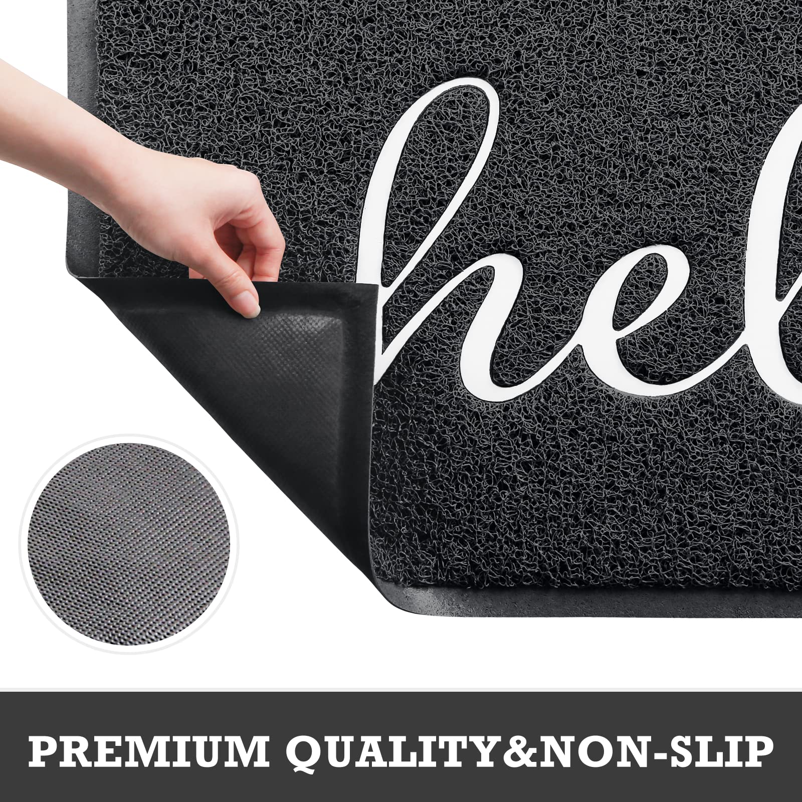 Black Door Mat Welcome Mats Outdoor Indoor Doormat for Entryway Floor Mat