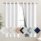 NICETOWN 100% Absolutely Blackout Linen Curtains with Thermal Insulated Liner, Greyish White, 52" Wide, 45" Length Energy Saving Curtains for Living Room 2 Panels Set, Vertical Blinds