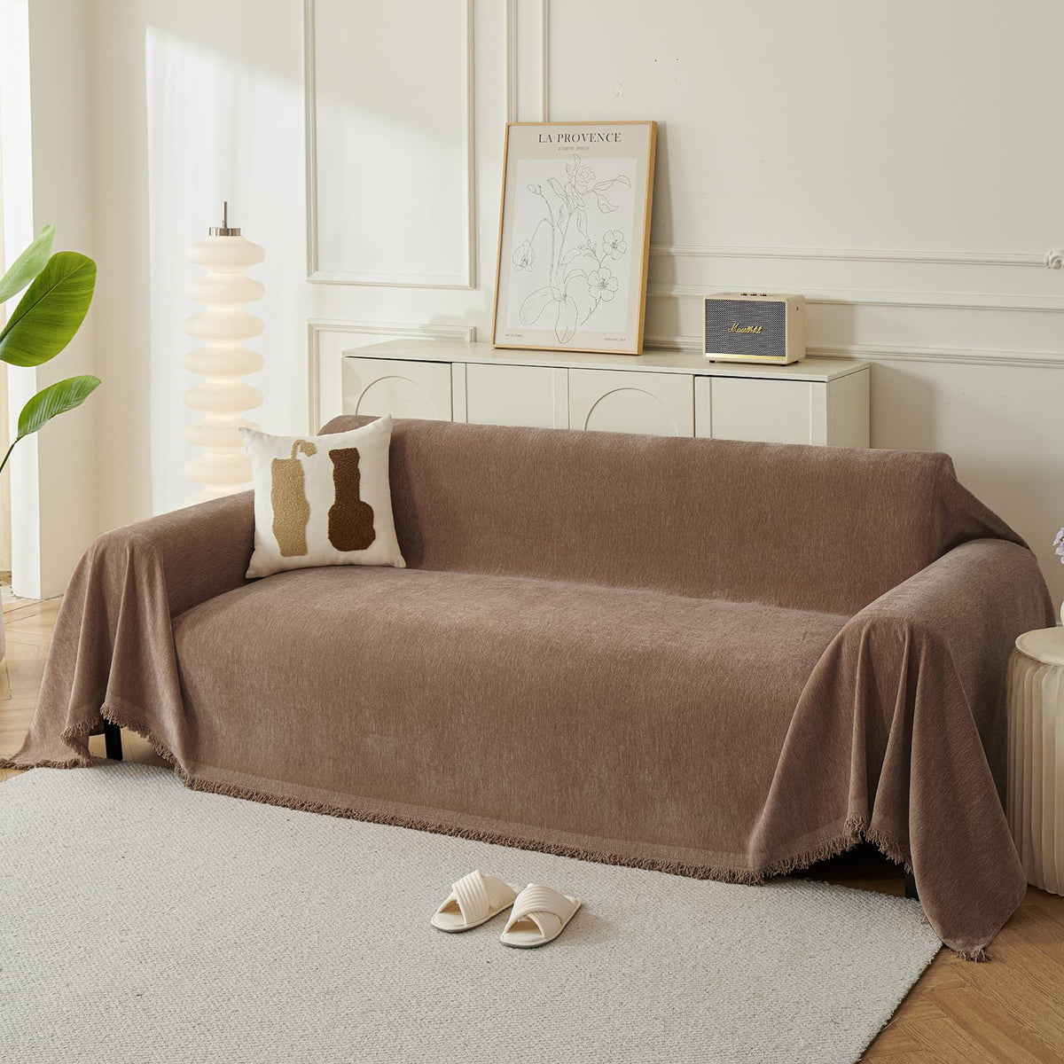 KaviKon Couch Cover for Sofa, Boho Sofa Covers Washable 3 Cushion for Dogs