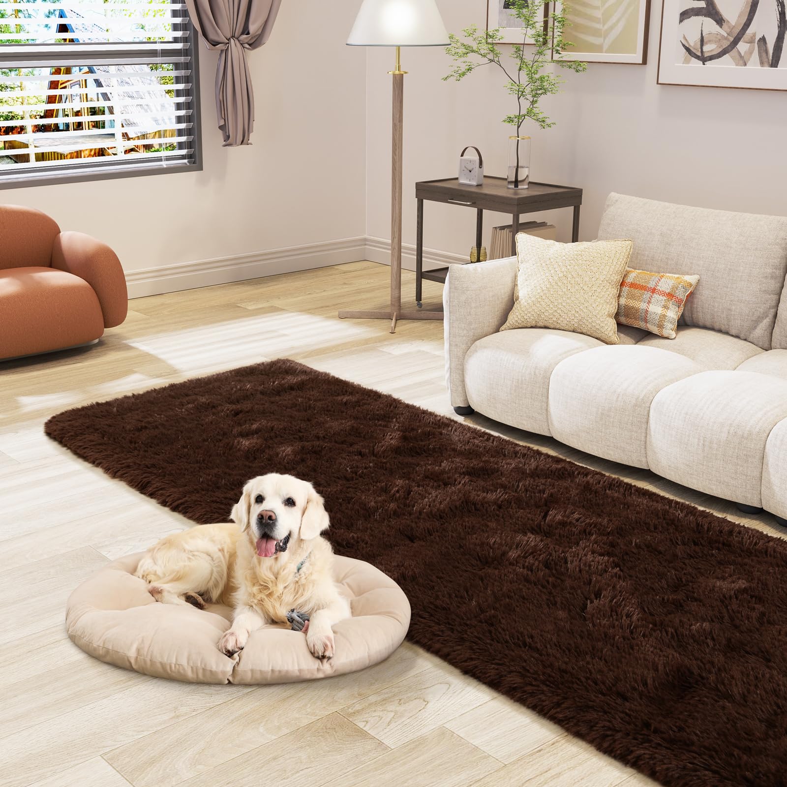 LOCHAS 2x8 Runner Rugs for Hallway, Fluffy Area Rugs for Bedroom, Brown