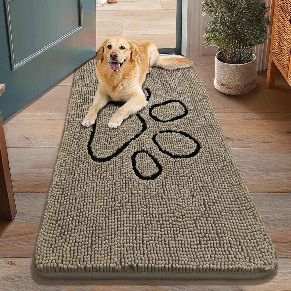 Smiry Dog Door Mat for Muddy Paws, Absorbent Non Slip Dirt Trapper, 48x30