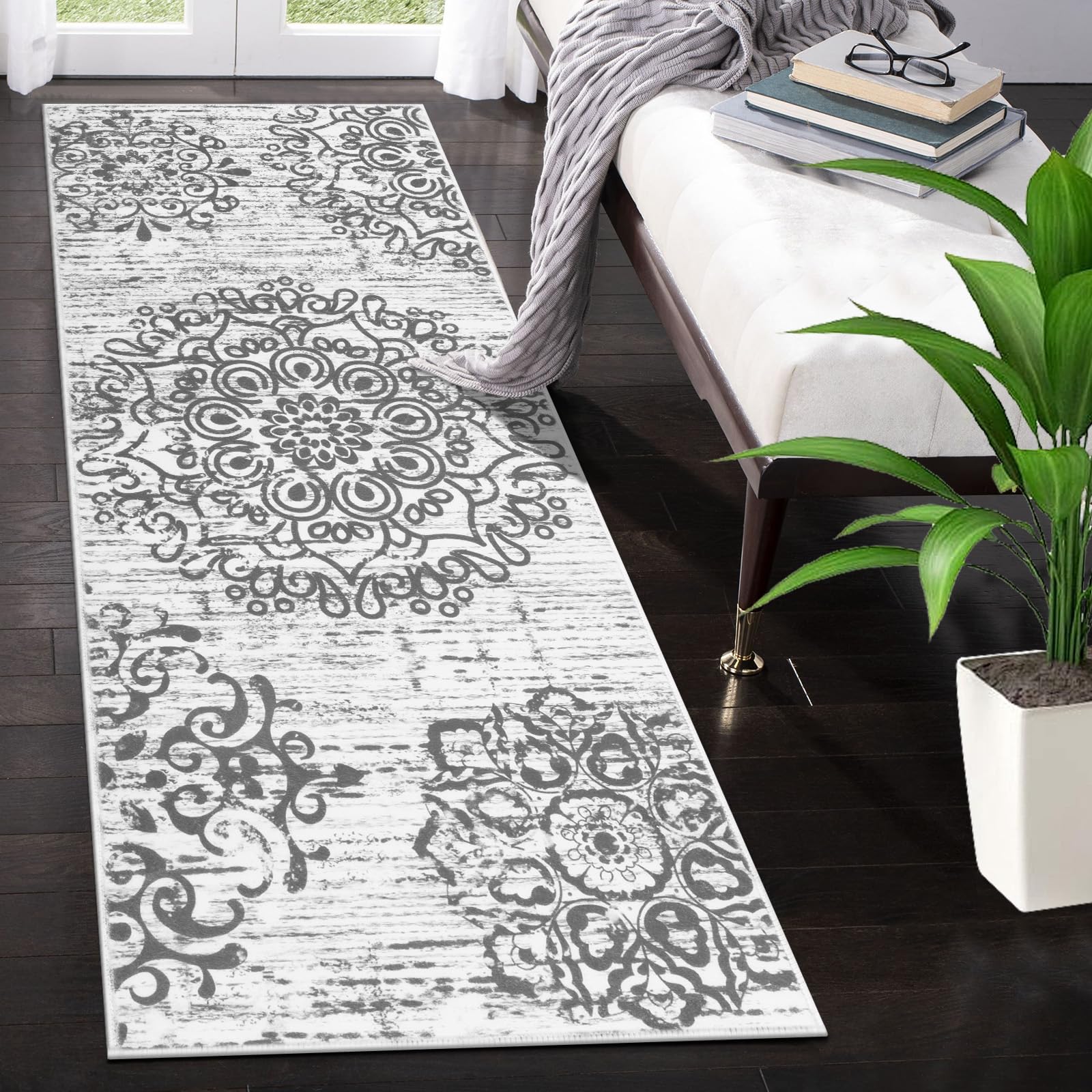 HEBE Hallway Runner Rug 2'x5', Washable Non Slip Kitchen Rug Runner