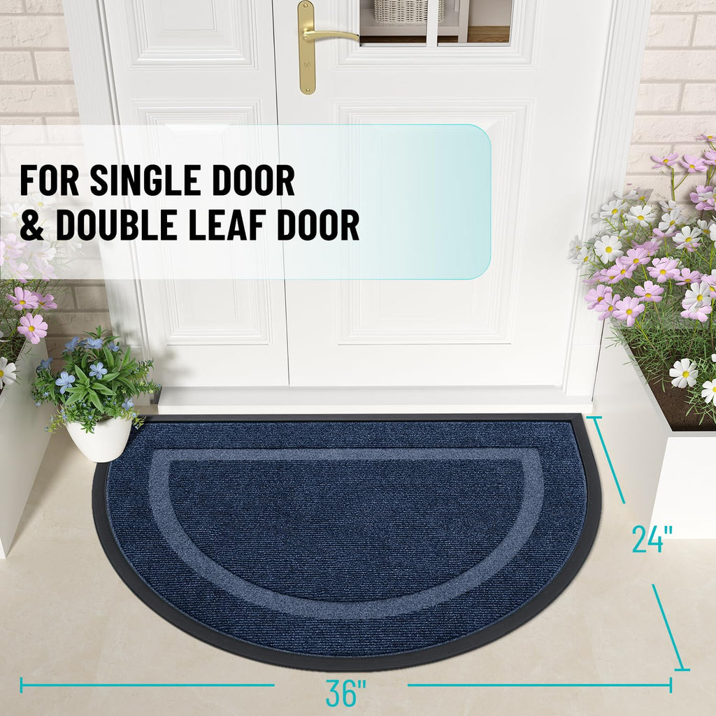 OLANLY Half Circle Front Door Mat Outside 35x23 All-Season Rubber Doormat