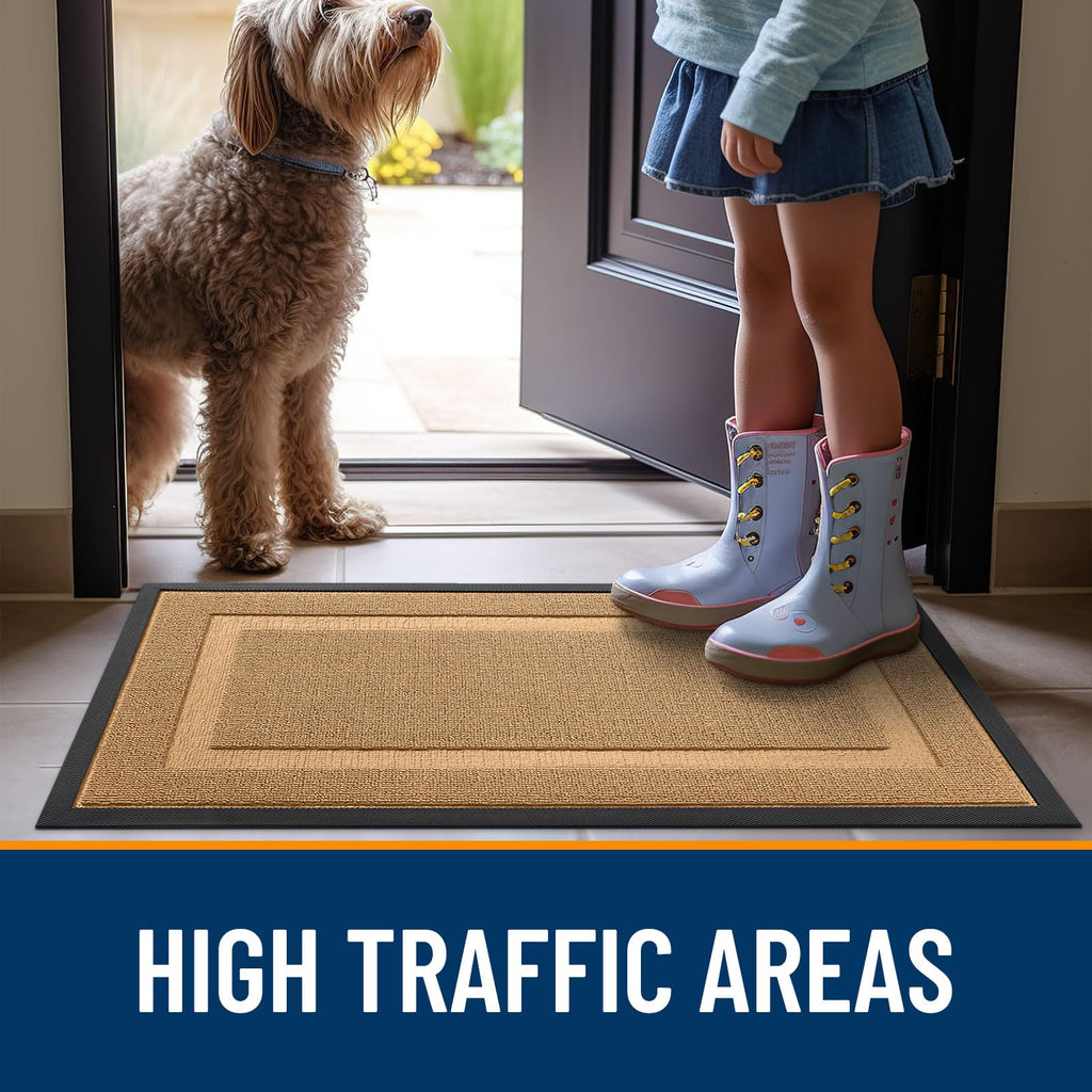 OLANLY Front Door Mat Outside 47x23, All-Season Heavy-Duty Rubber Doormat