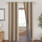 NICETOWN Burlap Vintage Open Linen Weave Flax Thermal Curtains, 100% Blackout Curtains 90" Long for Dining Room, Soundproof Window Treatment Drapes for Hall Room, 42" Wide Per Panel, Set of 2