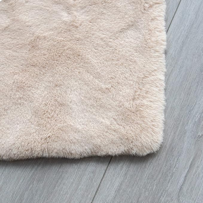 ORINOVA White Fluffy Faux Rabbit Fuzzy Fur Rug for Living Room Machine Washable Shaggy 2x8 Runner Rug for Bedroom Nursery Rectangle Rugs