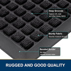 Smiry Front Door Mat Outside Entrance, Heavy Duty Natural Rubber Doormat, Non Slip, Trap Dirt and Moisture, Easy Clean, Low Profile Welcome Floor Mats for Indoor Outdoor Entry, 59x23 Inch, Black