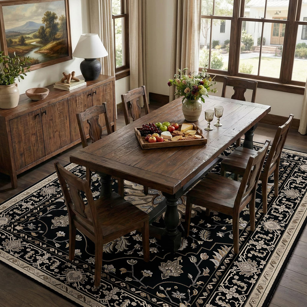 RELEANY Washable Area Rug, Large 10'x12', Black/Neutral