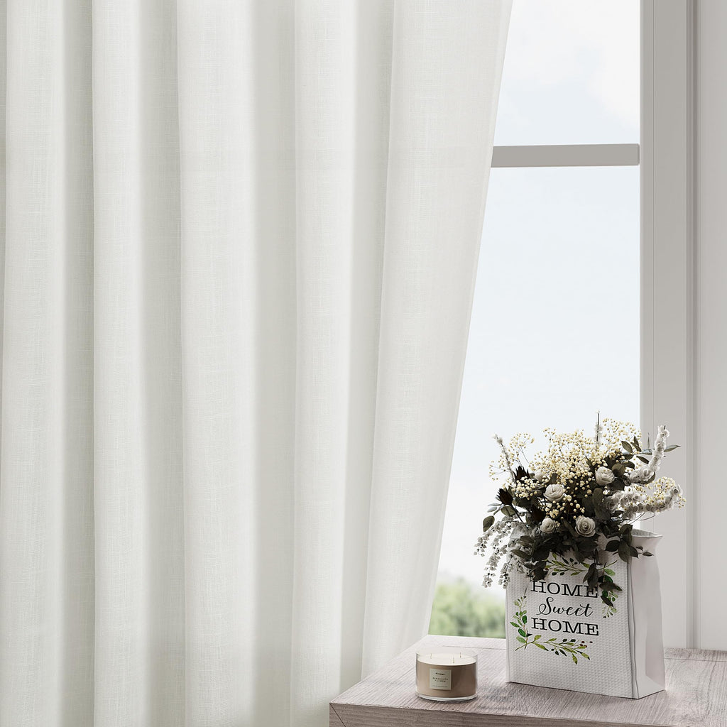 Nanspring Ivory Linen Curtains 92 Inch Length 2 Panels Set for Living Room Back Tab Rod Pocket Pinch Pleated Window Curtain Drapes Neutral Rustic Farmhouse Decor Dining Room Curtain 92 Inches Long