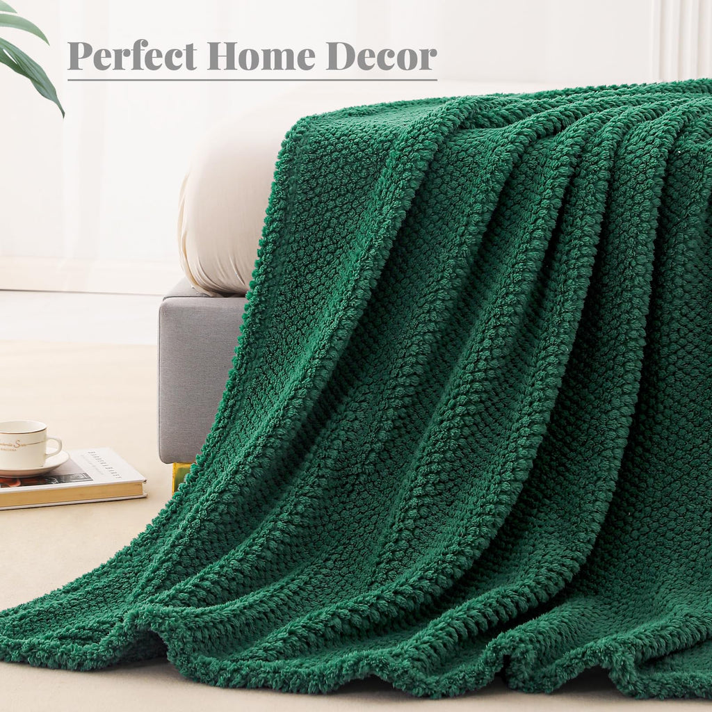 Whale Flotilla Soft Fleece King Size Bed Blanket, Emerald Green
