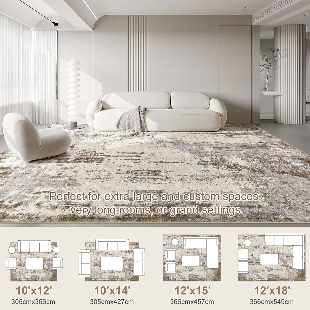UERMEI 10x14 Washable Area Rug - Neutral Modern Abstract Living Room Rugs, Non-Slip Soft Large Indoor Floor Carpet for Bedroom Home Office & Under Dining Table Decor, Brown/Grey/Beige