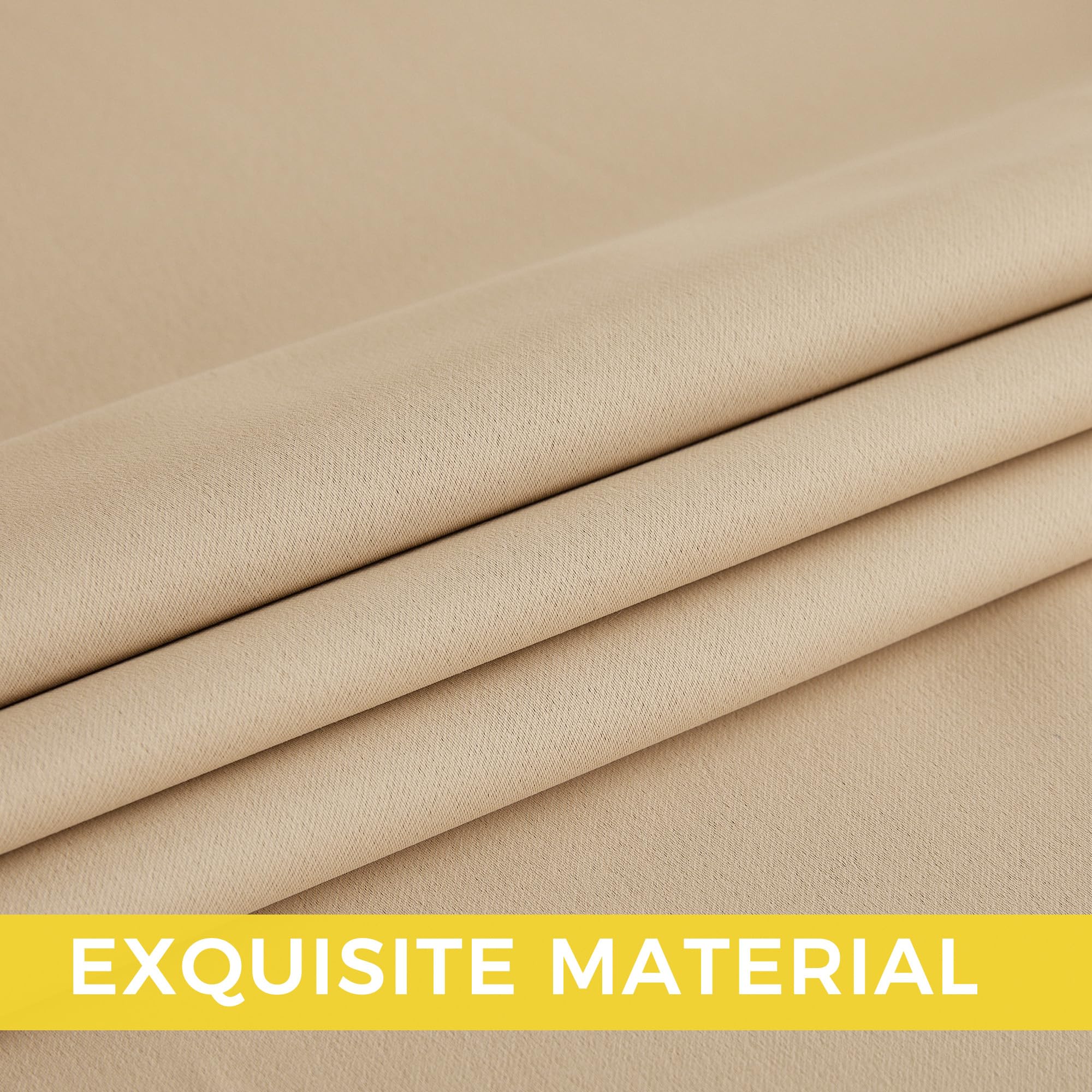 NICETOWN Room Darkening Draperies Curtains Panels, 2 Panels Biscotti Beige W52 x L96