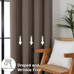 Simplebrand Ava Brown Short Blackout Curtains for Bedroom 54 Inches Long 2 Panels Set, Solid Thermal Insulated, Energy Saving Window Treatment Curtains Blackout Drapes, W40 x L54 Inch, Brown