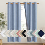 NICETOWN Stone Blue Vintage Linen 100% Blackout Curtains for Classroom, Thermal Insulated Curtains 72" Long, Noise Reducing Window Treatment Drapes for Gym Room, 42" Wide Per Panel, Set of 2
