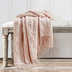BOURINA Pink Throw Blanket 50 x70 Inch Jacquard Throw Knitted Blanket