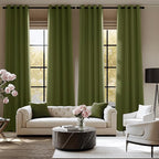 NICETOWN Room Darkening Draperies Curtains Panels, 2 Panels Olive Green W52 x L84