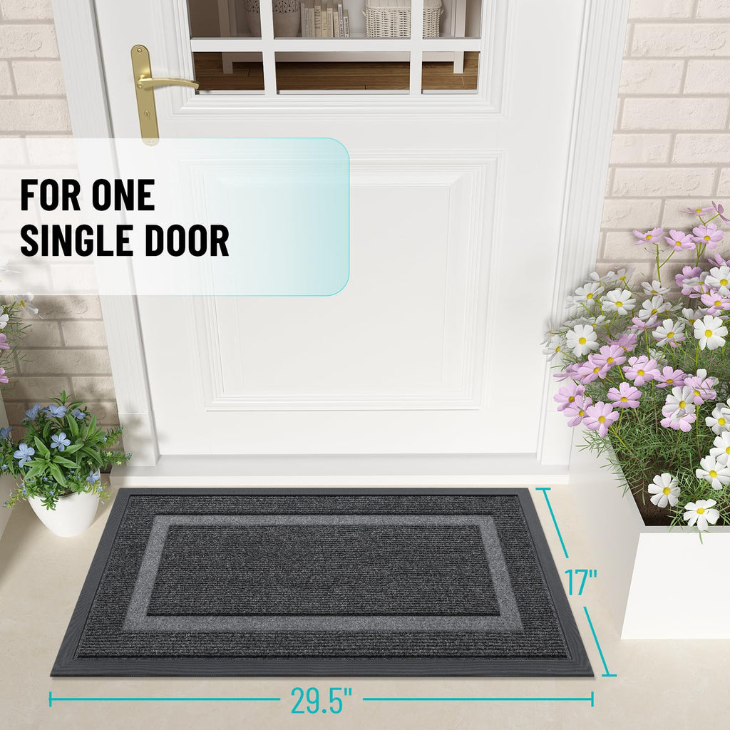 OLANLY Front Door Mat Outside 29.5x17, All-Season Heavy-Duty Rubber Doormat