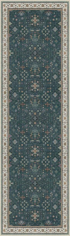 Hazo Haus Dark Green Kitchen Rug 10 ft Long - Modern Vintage Boho Unique Floral with Gold Accent, Washable Low Pile Non-Slip Extra Long Wide Runner Rugs for Hallway, 3x10