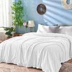 inhand White Fleece Twin Blanket, Super Soft Flannel Cozy Blankets for Adults, Lightweight Leaves Pattern Fuzzy Blanket for Couch Sofa Bed Office, Warm Plush Blankets for All Season, 60x90 Inches