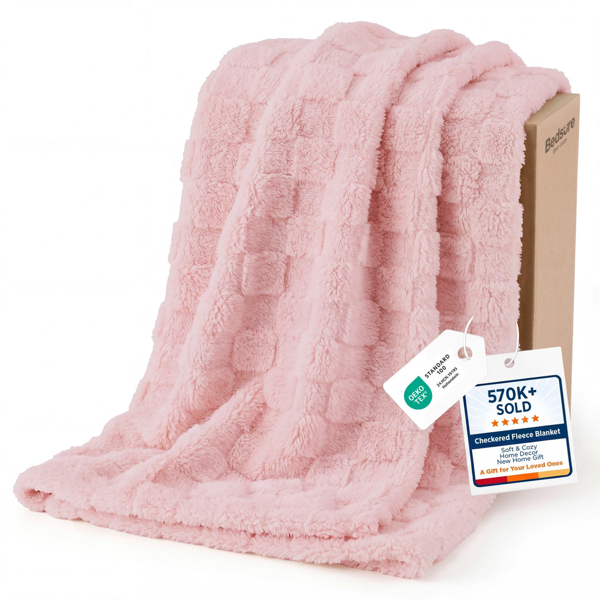 Bedsure Checkered Fleece Throw Blanket,Cute Home Decor,Sage Green,50"×60"