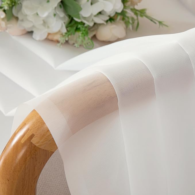Simplebrand Ivory Sheer Curtains 84 Inches Long, Light Filtering Rod Pocket Solid Color Window Sheer Curtain Panels, Elegant Curtains & Drapes for Living Room, Bedroom 2 Panels (Ivory, 59" W x 84" L)