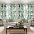 Topfinel 72 Inches Long Floral Curtains for Living Room Vintage French Country Grommet Botanical Hummingbird Woodland Patterned Mint Green Lemon Drapes for Bedroom Dining Living Room