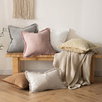 MIULEE Boho Linen Fringe Decorative Throw Pillow Covers White 20x20